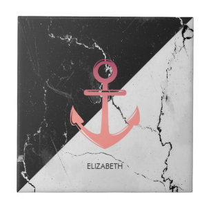 Black & White Marble whit Anchor Ceramic Tile