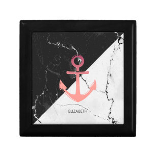Black & White Marble whit Anchor Gift Box