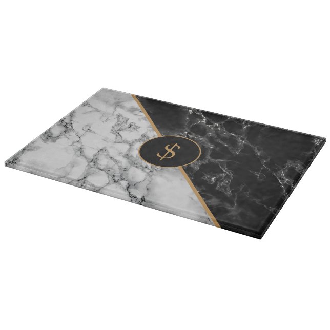 Black White Marble Your Personalized Cutting Board (Corner)