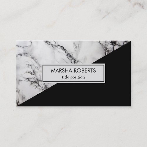 Black  White Marbled And Triangle Business Card