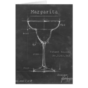 Black & White Margarita Glass Blueprint Cards