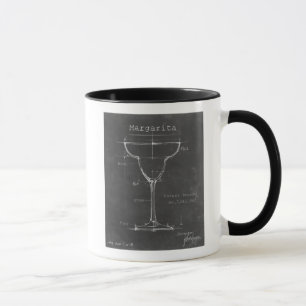 Black & White Margarita Glass Blueprint Mug