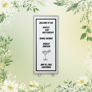 black & white margs and matrimony bridal shower  retractable banner