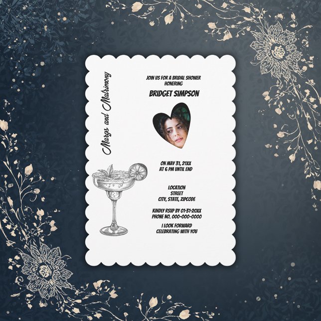 black & white margs & matrimony bridal photo invitation (Creator Uploaded)