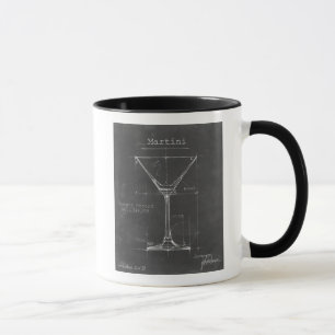 Black & White Martini Glass Blueprint Mug