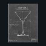 Black & White Martini Glass Blueprint Postcard<br><div class="desc">Black & White Martini Glass Blueprint. Artist: Ethan Harper. Image ID: 106174Z.</div>