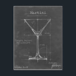 Black & White Martini Glass Blueprint Postcard<br><div class="desc">Black & White Martini Glass Blueprint. Artist: Ethan Harper. Image ID: 106174Z.</div>
