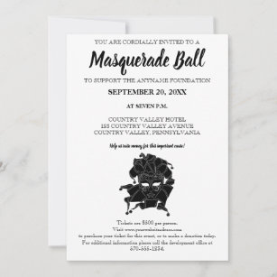 Black & White Masquerade Ball Fundraiser Gala Invitation