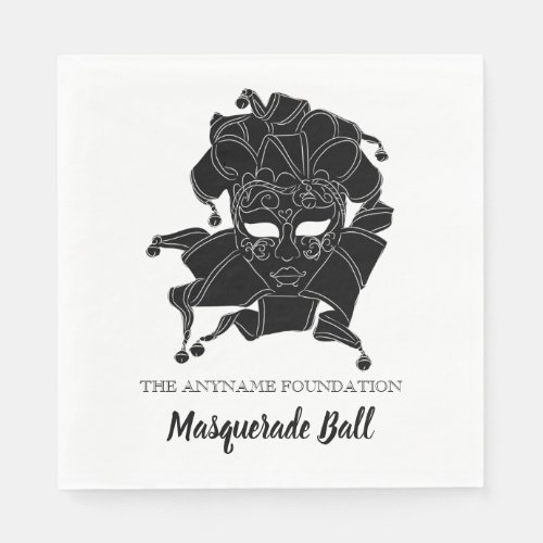 Black  White Masquerade Ball Fundraiser Gala Napkins