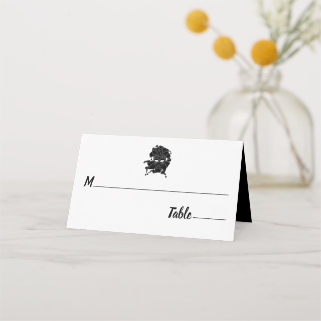 Black & White Masquerade Ball Fundraiser Gala Place Card (Front)