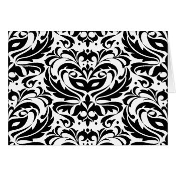 Black & White Masquerade Damask Card by TheInspiredEdge at Zazzle