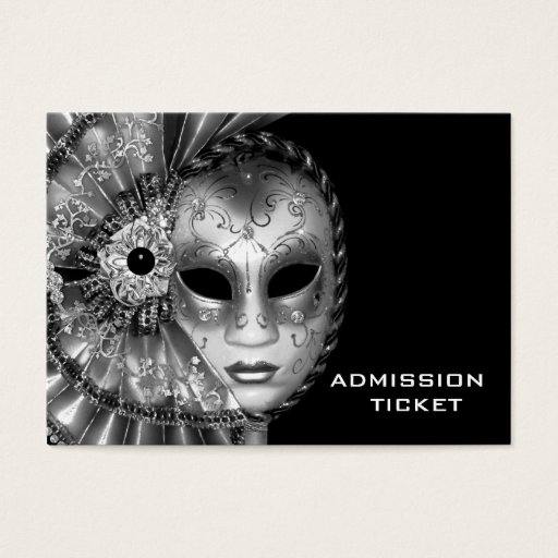 Customizable Black White Masquerade Party Admission Tickets Business Cards