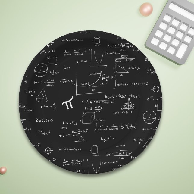 Black White Math Equations Graphics Graduation Paper Plates (Creator Uploaded)