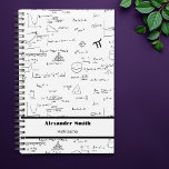 Black White Math Equations Planner<br><div class="desc">Black and white math planner for teachers and students. The background has a pattern of hand written equations and formulas. Great gift for graduations or Christmas. Illustrated and designed by Patricia Alvarez.</div>