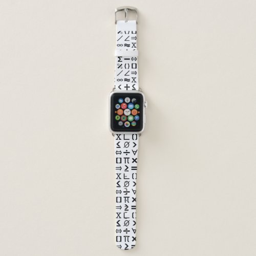 Black  White Math Signs  Symbols Pattern Apple Watch Band