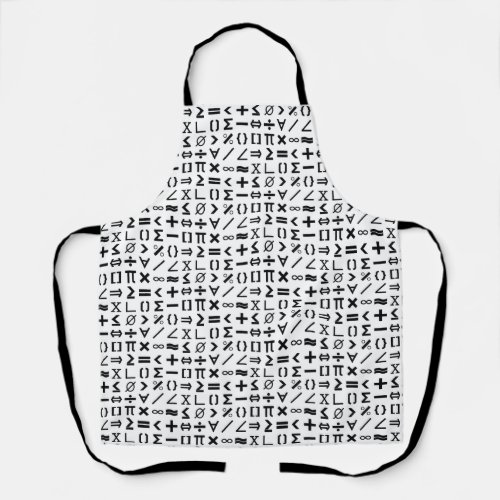 Black  White Math Signs  Symbols Pattern Apron