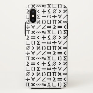Black & White Math Signs & Symbols Pattern iPhone X Case