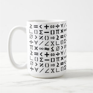 Black & White Math Signs & Symbols Pattern Coffee Mug