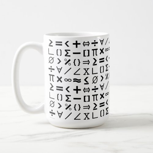 Black  White Math Signs  Symbols Pattern Coffee Mug