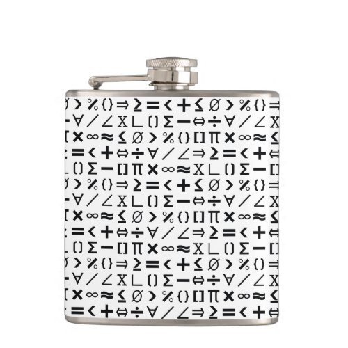 Black  White Math Signs  Symbols Pattern Flask
