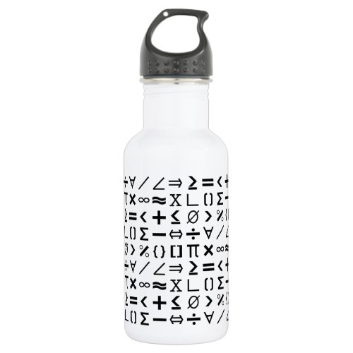 Black  White Math Signs  Symbols Pattern Stainless Steel Water Bottle