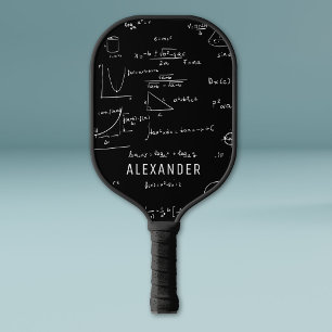 Black White Mathematics Equations Personalized Pickleball Paddle