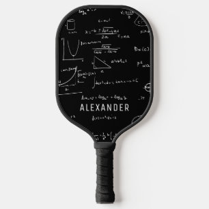 Black White Mathematics Equations Personalized Pickleball Paddle