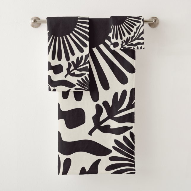 Black & White Matisse Bath Towel Set (Insitu)