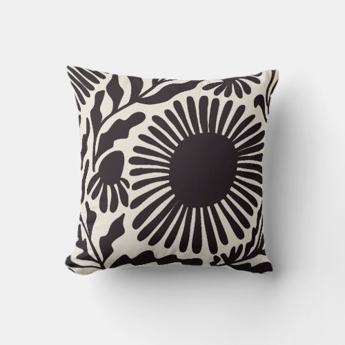 Black  White Matisse Throw Pillow