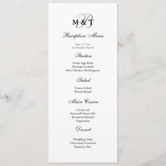 Black & White Matte Monogram Wedding Menu
