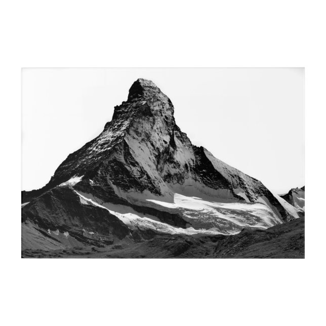 Black & White Matterhorn North Face Acrylic Print (Front)