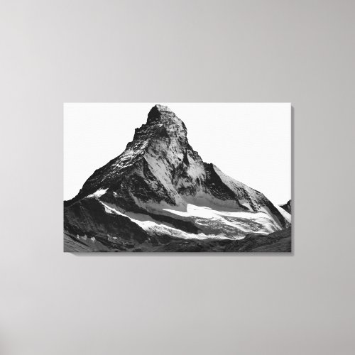 Black  White Matterhorn North Face Canvas Print