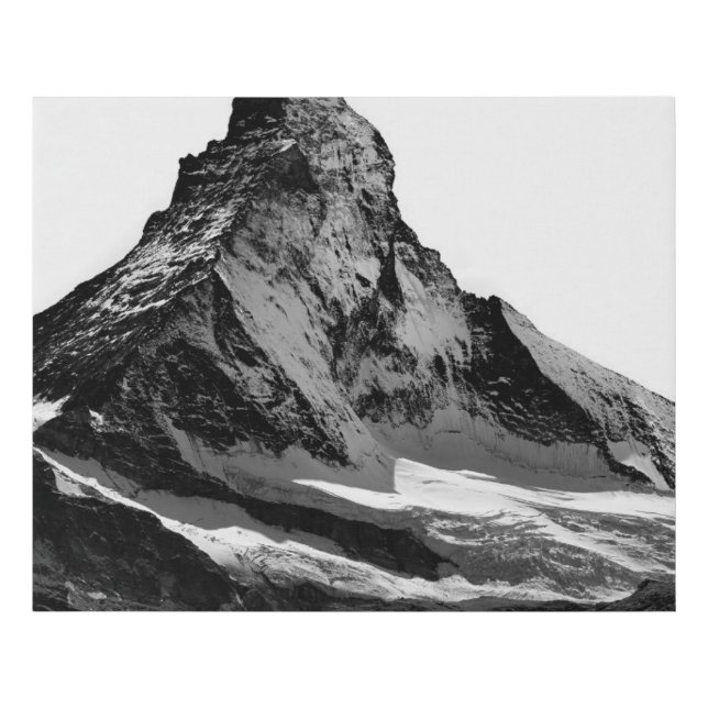 Black & White Matterhorn North Face Faux Canvas Print (Front)
