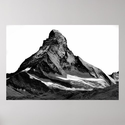 Black  White Matterhorn North Face Poster