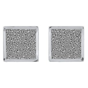 Black & White Maze Pattern Cufflinks