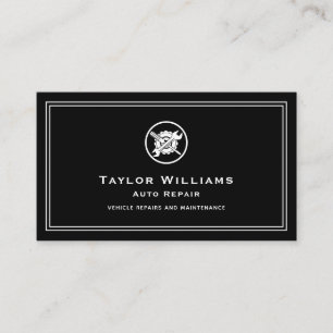 Black White Mechanic Car Maintenance Auto Repair Business Card