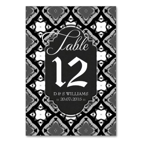 BlackWhite Medieval Batik Table Number Cards