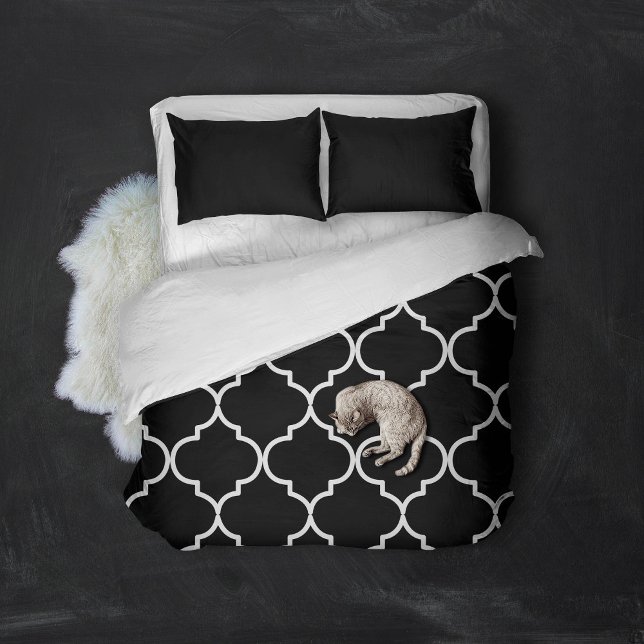 Black & White Mediterranean Moroccan Pattern Duvet Cover (Creator Uploaded)