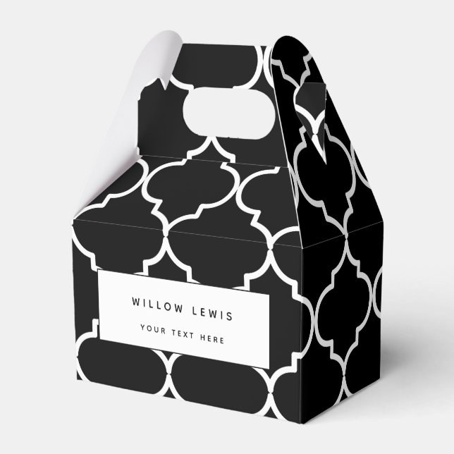 Black & White Mediterranean Moroccan Pattern   Favor Boxes (Front Side)