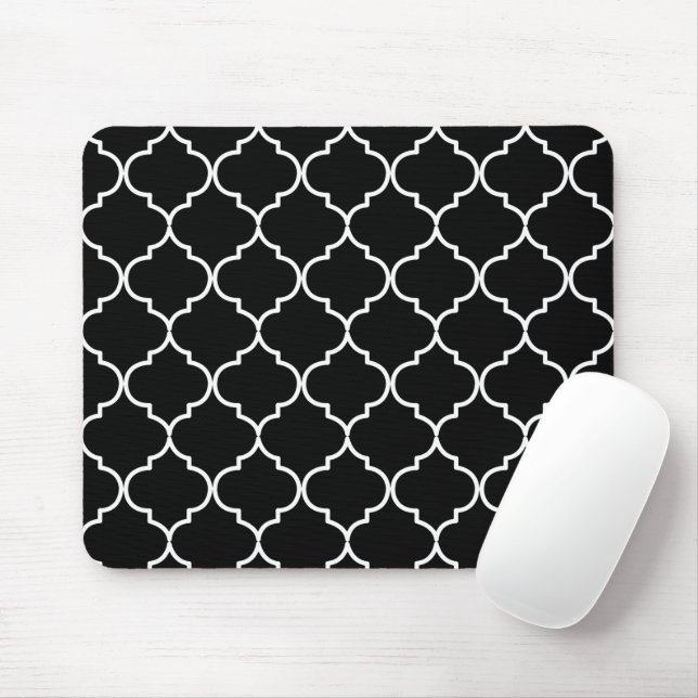Black & White Mediterranean Moroccan Pattern  Mouse Pad (With Mouse)
