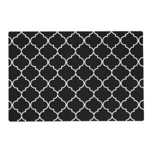 Black & White Mediterranean Moroccan Pattern Placemat
