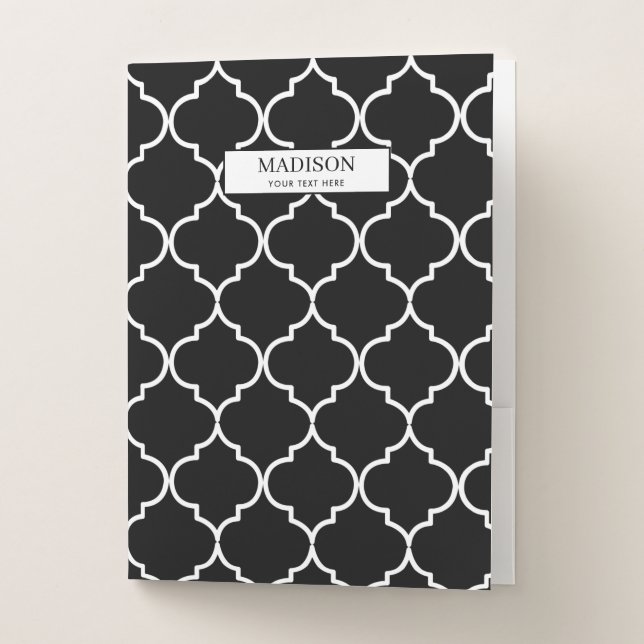 Black & White Mediterranean Moroccan Pattern   Pocket Folder (Front)