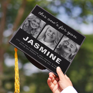Black & White Memorial Photo Graduation Cap Topper