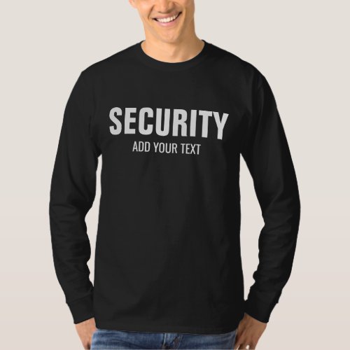 Black White Mens Double Sided Long Sleeve Security T_Shirt