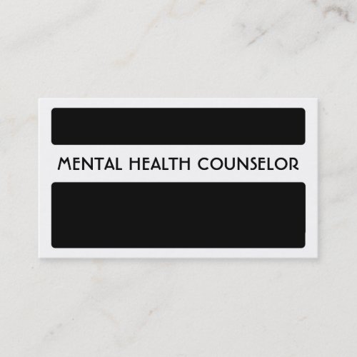 Black white MENTAL HEALTH COUNSELOR business cards