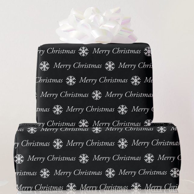  Black White Merry Christmas 5 Size Rolls Wrapping Paper (Creator Uploaded)