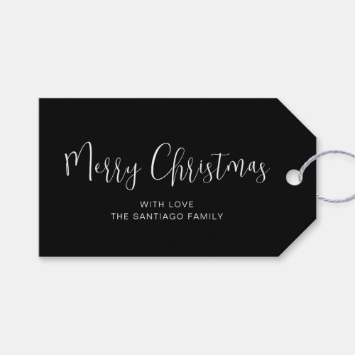 Black White Merry Christmas Holiday Gift Tags