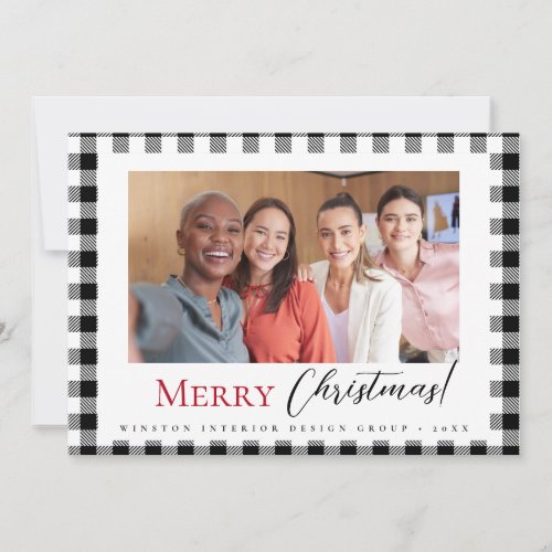 Black White Merry Christmas Photo Interior Design Holiday Card