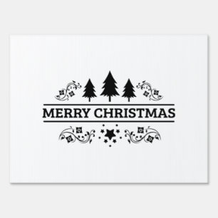 Black White Merry Christmas Sign