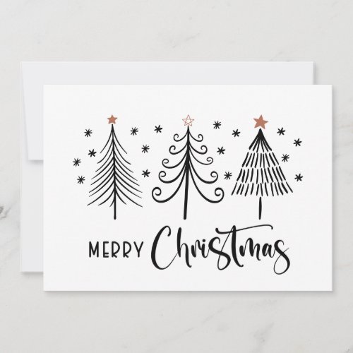 Black White Merry Christmas Tree Holiday Card